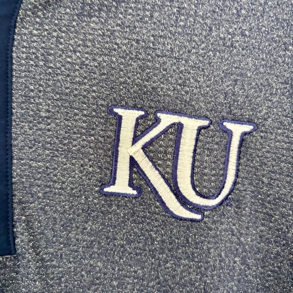 Adidas Kansas Jayhawks KU Polo Shirt Men’s 2XL Heather Blue Short Sleeve Golf
